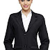 Solid Double Breasted Formal Women's Office Suit  (Black)