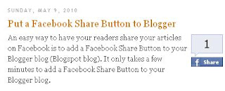 How to Add a Large Facebook Share Button to a Blogger Blog Right Aligned