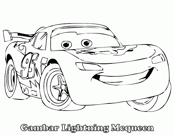 Mewarnai Gambar Lightning Mcqueen,Tokoh Film Cars - Contoh 