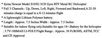 Syma 3-Channel S105 Mini Indoor Co-Axial Metal Frame Helicopter Feature Images