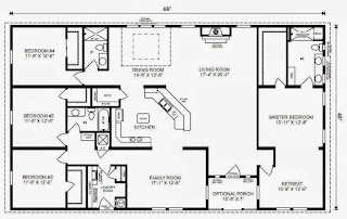 Minimalist House Plan 4 Rooms 1 Level