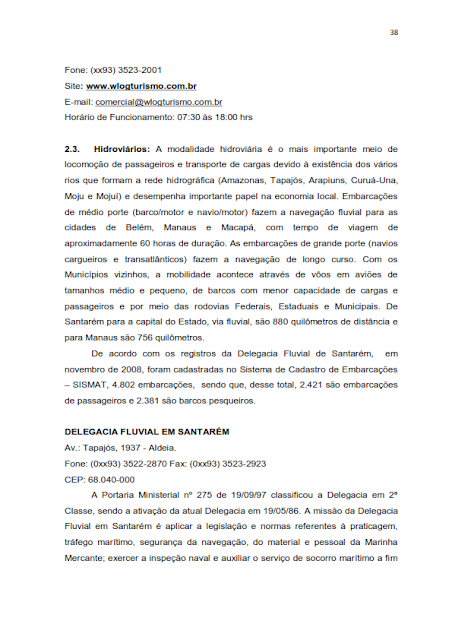 INVENTÁRIO DA OFERTA E INFRA ESTRUTURA TURÍSTICA DE SANTARÉM – PARÁ – AMAZÔNIA – BRASIL - 2010 / ANO BASE 2010