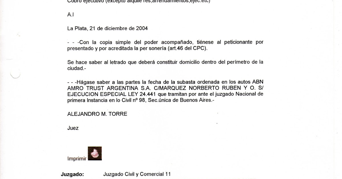 Crónica de un Desalojo: 14/07/2005 - Cobro Ejecutivo y Embargo