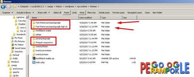 folder theme wordpress di localhost
