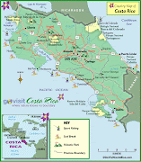 Costa Ricathe regions we visited are circled (full costa rica map)