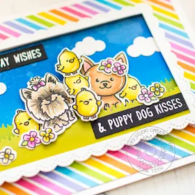 Sunny Studio Stamps: Puppy Dog Kisses Chubby Bunny Fancy Frames Puppy Themed Birthday Card by Mona Toth
