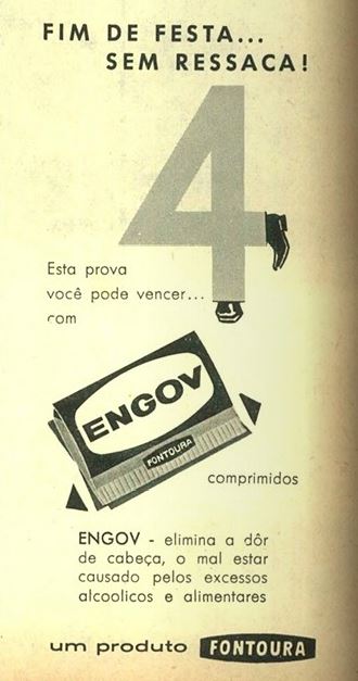 Propaganda do Engov no começo dos anos 60 apresentando a sua utilidade para acabar com os males do consumo do álcool 