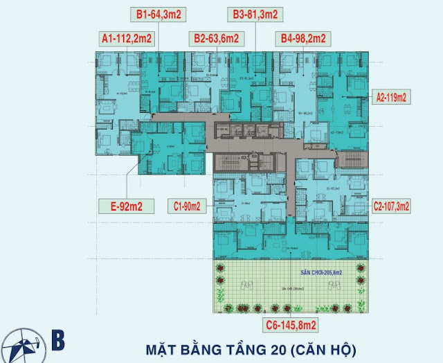 Mặt bằng tầng 20 Liễu Giai Tower