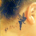 Colorful Angel Tattoo On Women Neck Ear Designs
