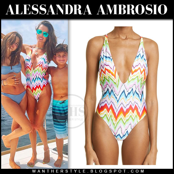 Alessandra Ambrosio in zigzag chevron swimsuit
