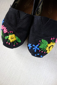 TOMS diy embroidery, floral embroidery, hand embroidery on shoes 