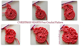 how to crochet, free crochet patterns, hearts, christmas hearts,