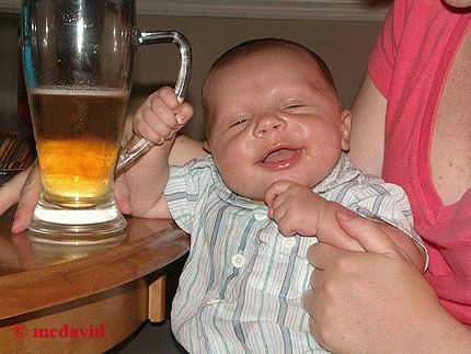 funny baby eith beer mug