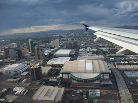 flying into downtown phoenix, stadium, airport