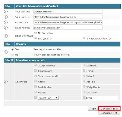 Cara Membuat Privacy Policy di Blog / Website Untuk Google Adsense