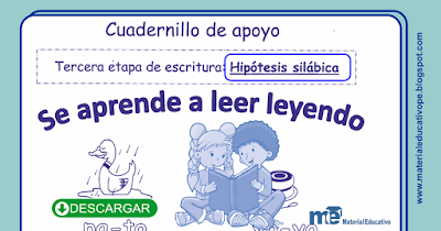 Cuadernillo de apoyo tercera etapa de escritura Hipótesis silábica