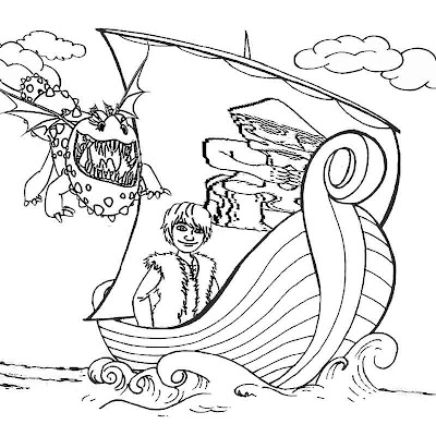 Village chieftain son Hiccup how to train your dragon coloring pages for kids to print Vikings ship