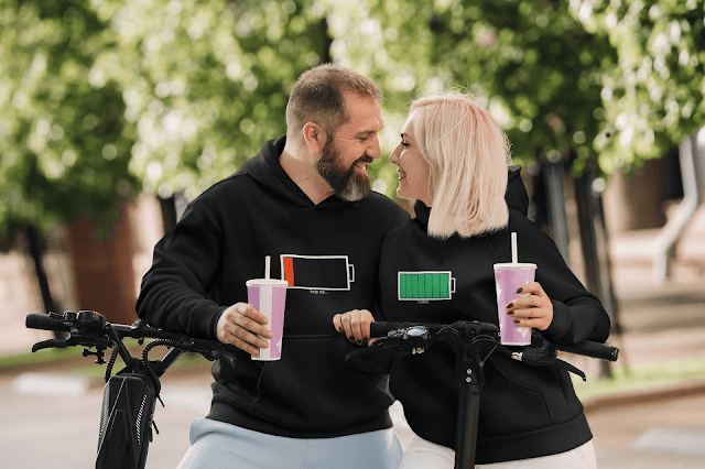 mobile battery couple hoodie