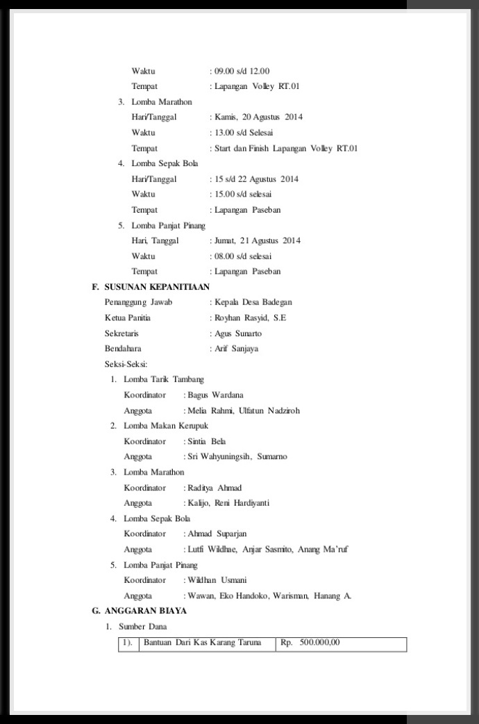  Contoh  Proposal Hut Ri Ke 74 Nusagates