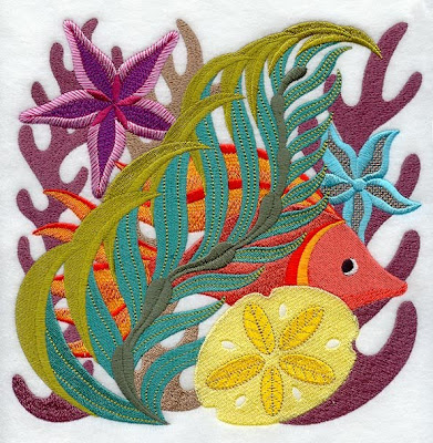 Fish Embroidery butta with really great stitch effects