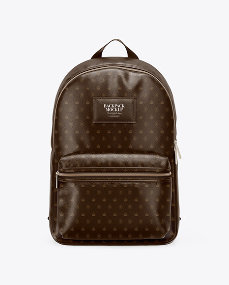 Leather Backpack Mockup - Front View