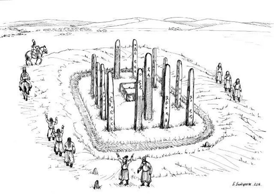 In Mongolia found an ancient sarcophagus, surrounded by 14 stone pillars with mysterious inscriptions (4)