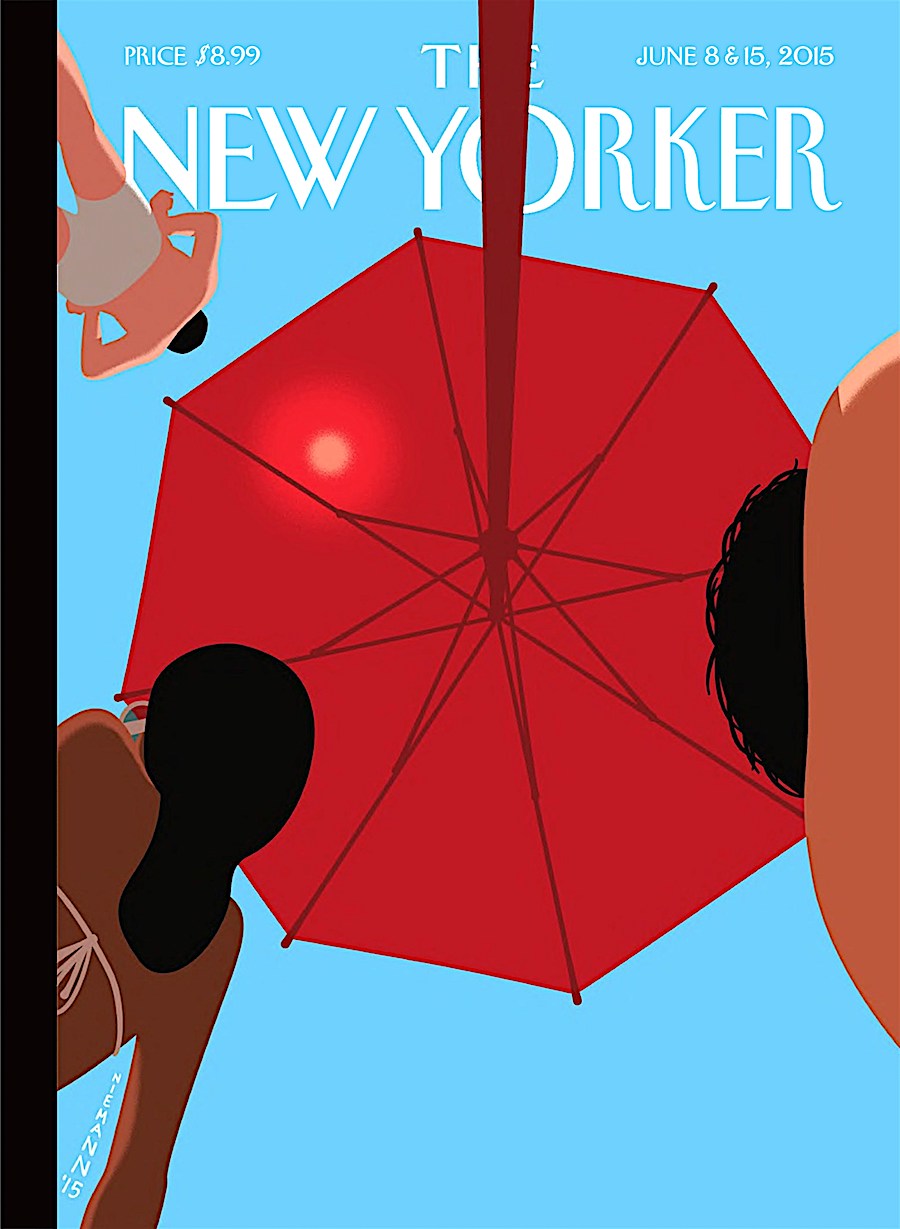 a Christoph Niemann illustration of a beach parasol for The New Yorker June 8 2015, a worms-eye view