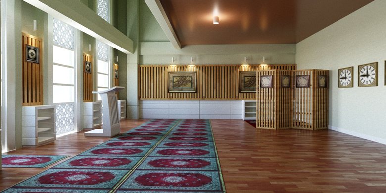  Desain  interior masjid  di makassar posisinya yang unik 