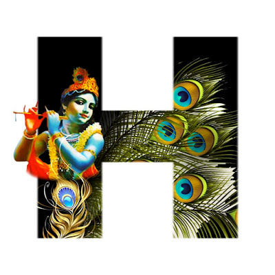 English Alphabets H with Lord Krishna Image