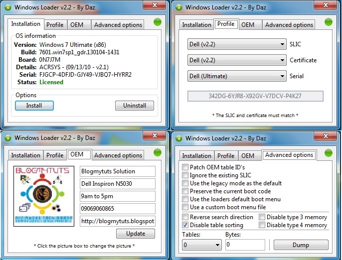 Windows Loader 2.0.6 by daz for activating windows 7