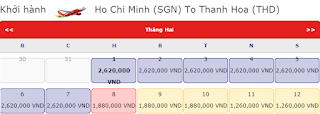 Giá vé máy bay tết đi Thanh Hóa năm 2016