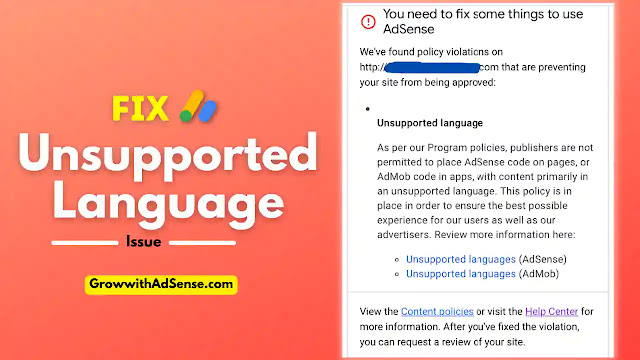 how to fix unsupported language google adsense