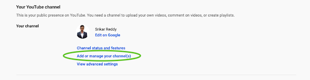 YouTube Channel Add Manage