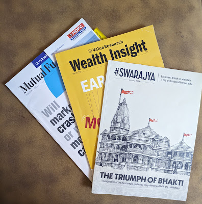3 magazines: Mutual Funds Insight, Wealth Insight, and Swarajya