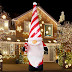 Christmas Dwarf in Hat Inflatable Patio Decoration with Built-in LED Lights for Christmas Garden Outdoor Holiday Party Decoration 