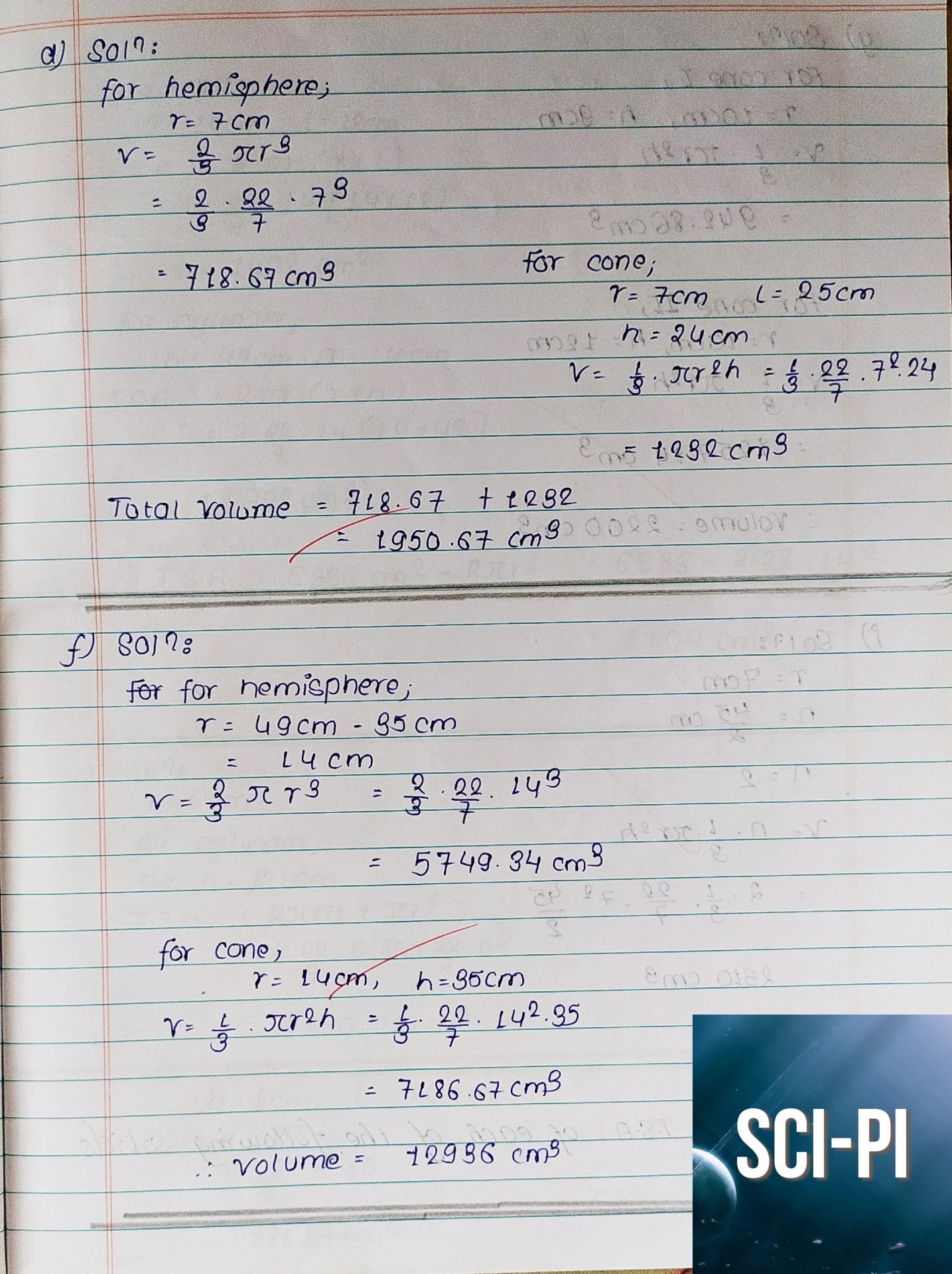 Exercise 7.3 Surface Area and Volume of Cone Class 10 Solutions | vedanta Excel in Mathematics