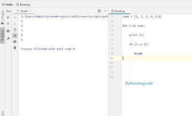 Break  Statement | Python - Break Statement |control statements | Python language | Python Langcode