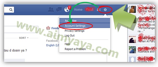  Gambar: Membuka Account Settings di facebook 