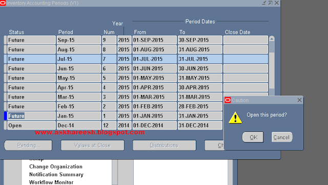Period open process in Inventory, askhareesh blog for Oracle Apps