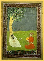 dervish in the garden, indian minature painting