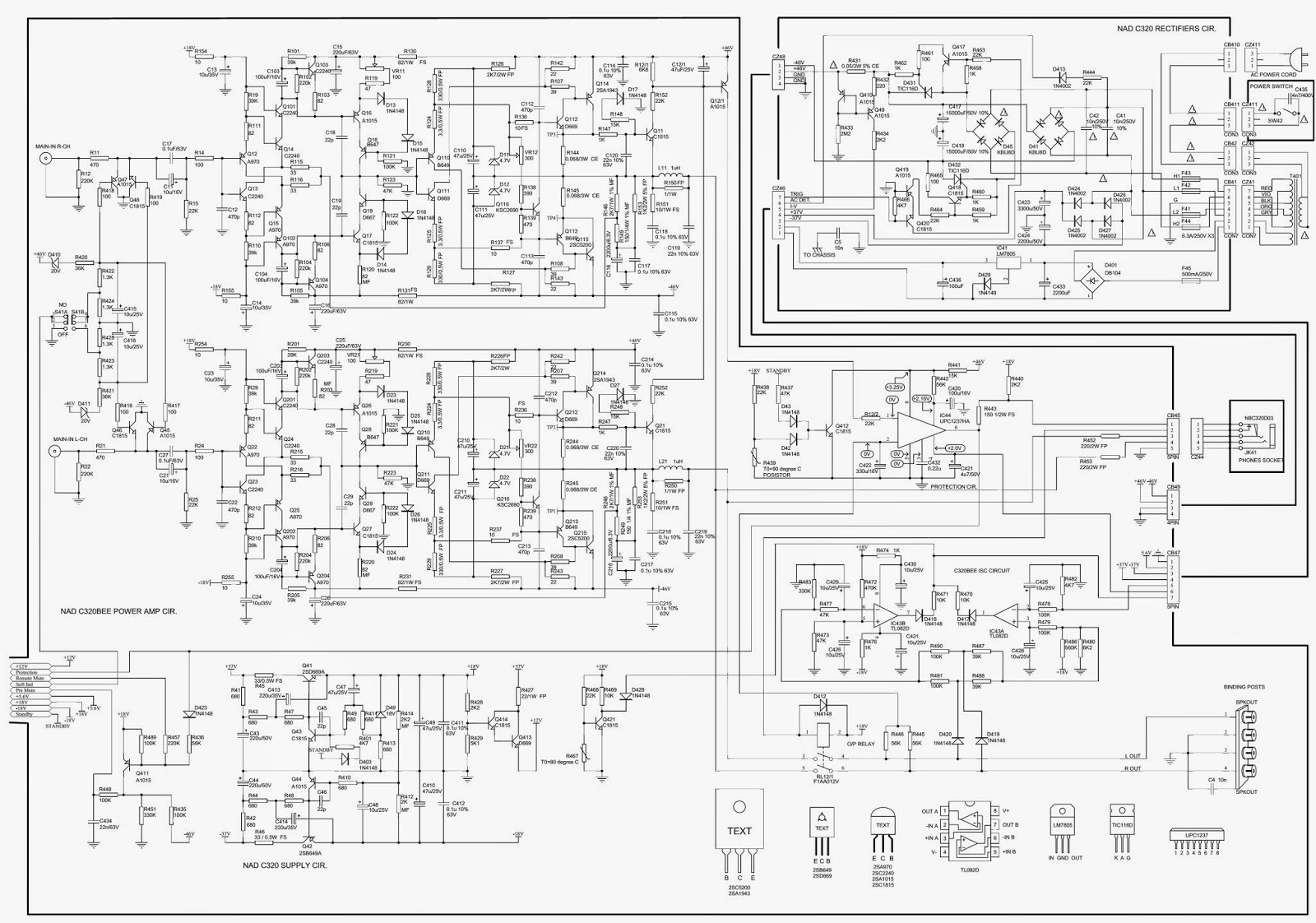 Electro help: NAD C-320 - POWER AMP SCHEMATIC (Circuit Diagram) - STEREO AMPLIFIER - [2SC5200 ...