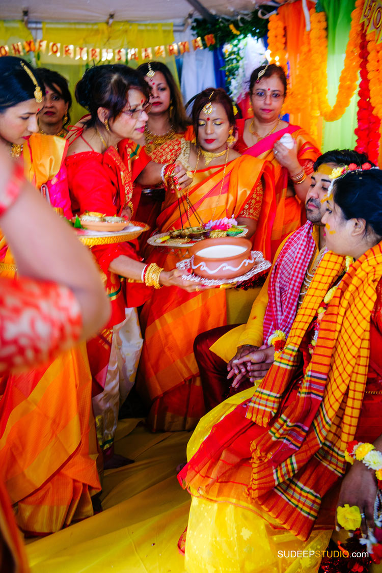 Indian Bengali Wedding Photography Bangla Holud Ceremony by SudeepStudio.com Michigan Ann Arbor South Asian Indian Wedding Photographer