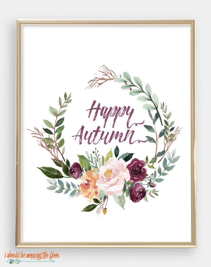 Six Watercolor Fall Printables | These gorgeous watercolor printables are layered in fall florals and foliage. They're breathtaking and perfect with all autumn decor.