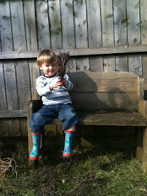 Child on garden bench