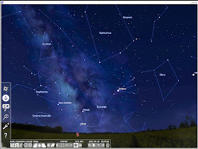 Stellarium program finds the Milky Way, night time Photography