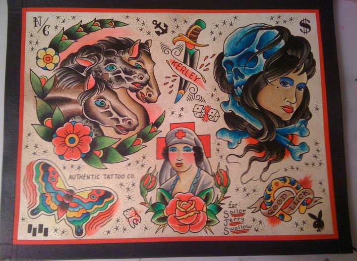  of Deluxe Tattoo to paint a 11x14 flash sheet to donate to Sailor Jerry 