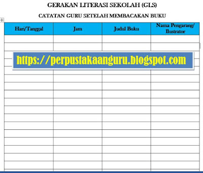  Format  Catatan Guru Dalam Gerakan Literasi  Sekolah GLS 