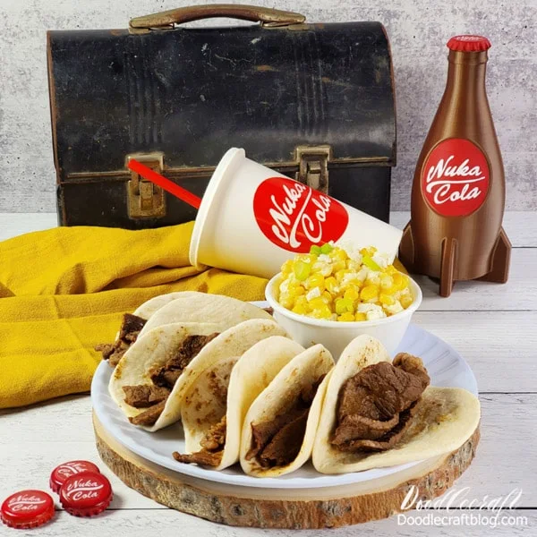 Fallout Themed Recipe: Mole Rat Tacos (Carne Asada and Esquite)   Surprise your taste buds with the best tacos the wasteland has to offer!   Part of being the sole survivor is making do with what comes your way...and in this case, we are just calling these amazing carne asado tacos...mole rat tacos!