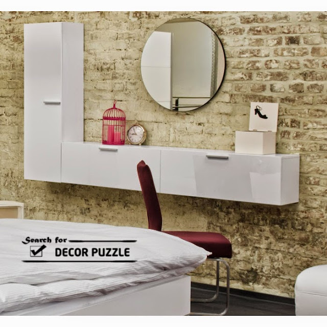  modern white dressing table with mirror, wall dressing table 
