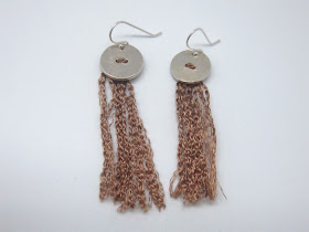 silk, sterling silver, bronze, tassel, earring